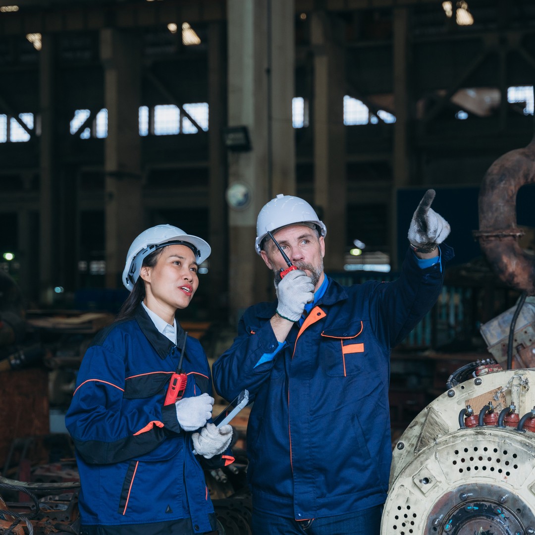 Industrial workers in factory