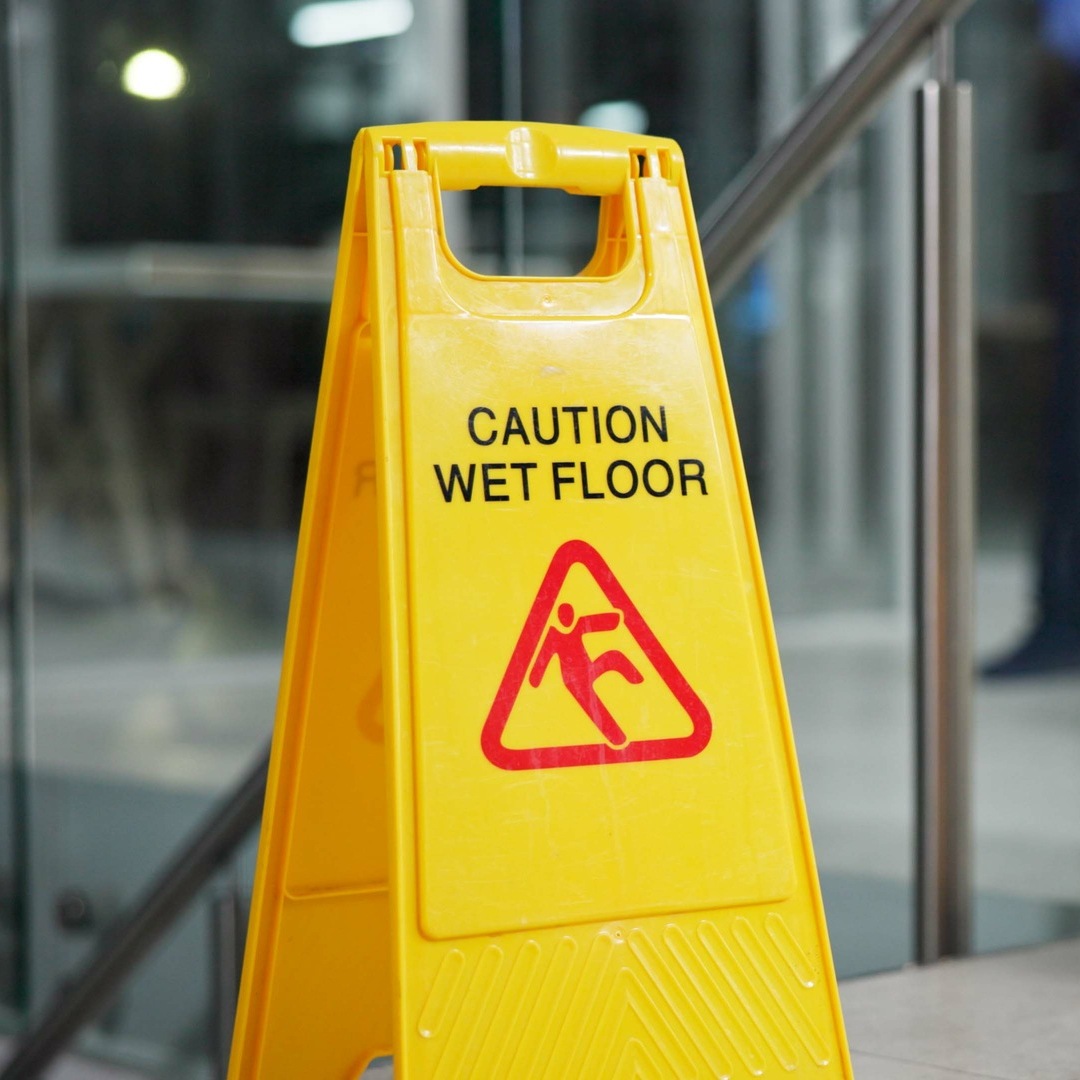 Wet floor slip and fall sign